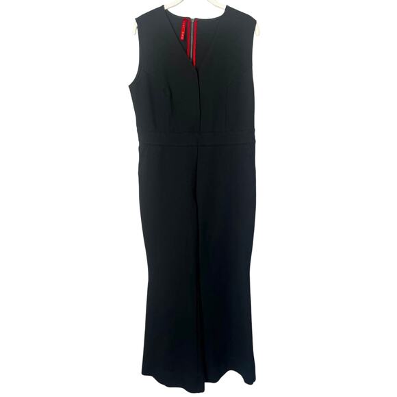 Spanx The Perfect Jumpsuit Flared Sleeveless V Neck Jumpsuit in Black sz. LP - Picture 4 of 10